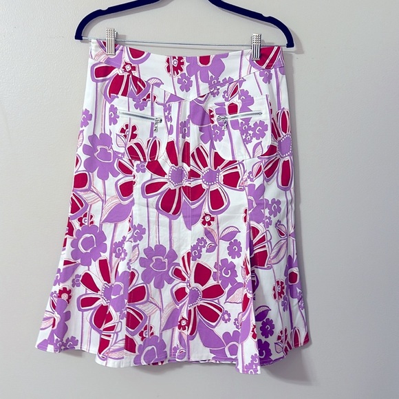 Etcetera Women’s Pleated A-Line Cotton Skirt Floral Sz 4 Shabby Chic Preppy - Picture 2 of 7